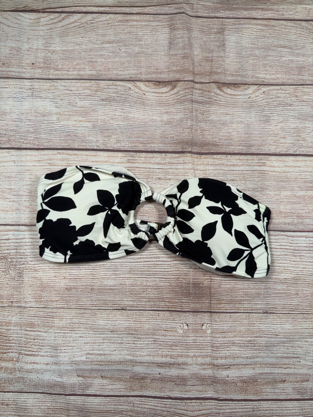 kate spade Black and White Floral Bandeau‎ Bikini Top